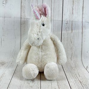 Jellycat London White Pink Sparkly Unicorn Retired Plush Stuffed Animal 9”